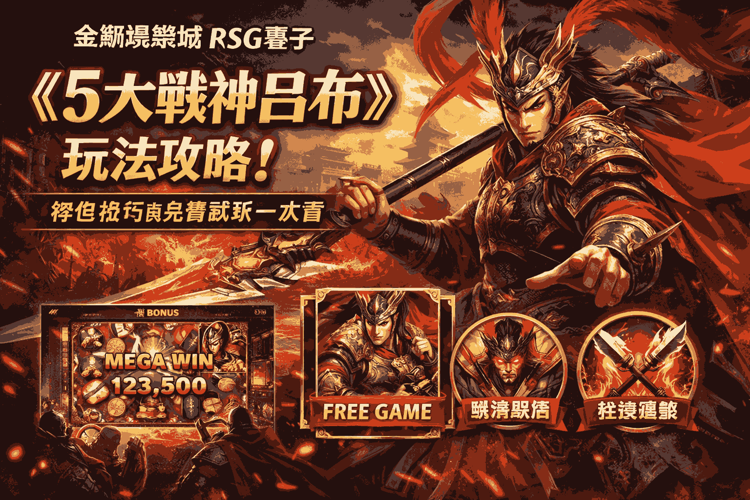金獅娛樂城RSG電子《5大戰神呂布》玩法攻略！特色技巧與免費試玩一次看